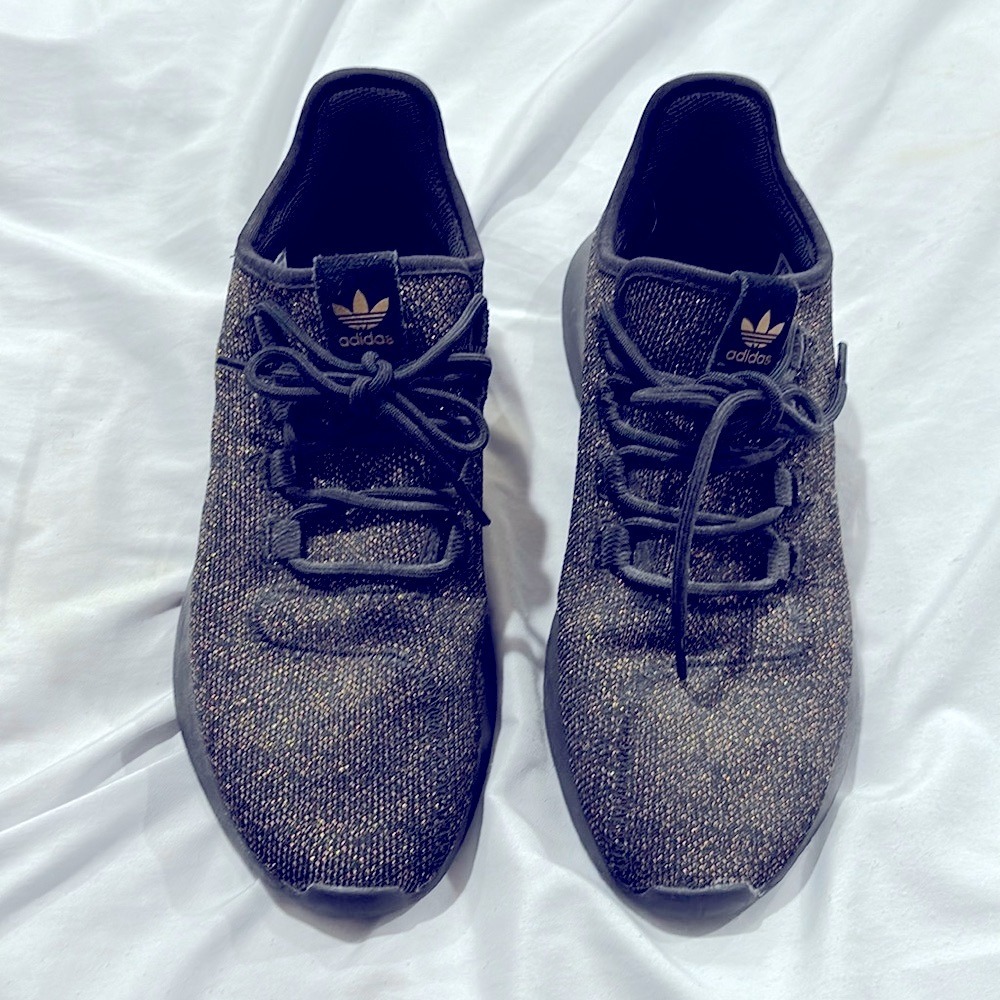 Adidas black/gold running shoes